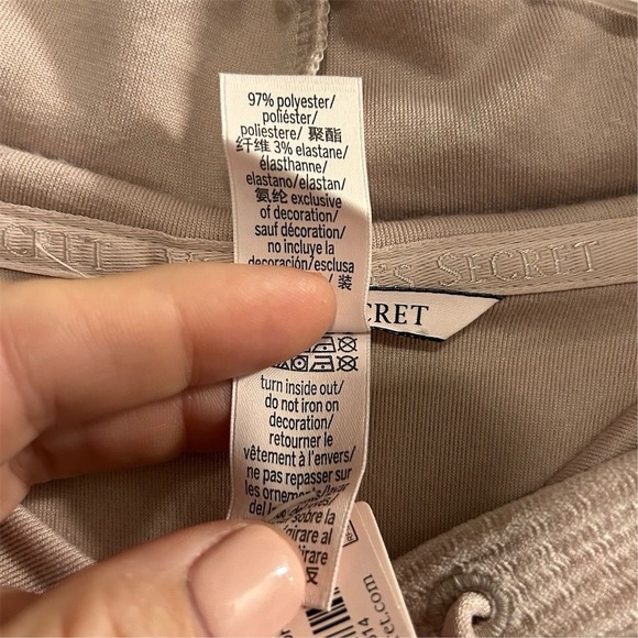 Victoria's Secret Women's Pink/Beige Ribbed Velour Hoodie Jacket Size M - Picture 4 of 11